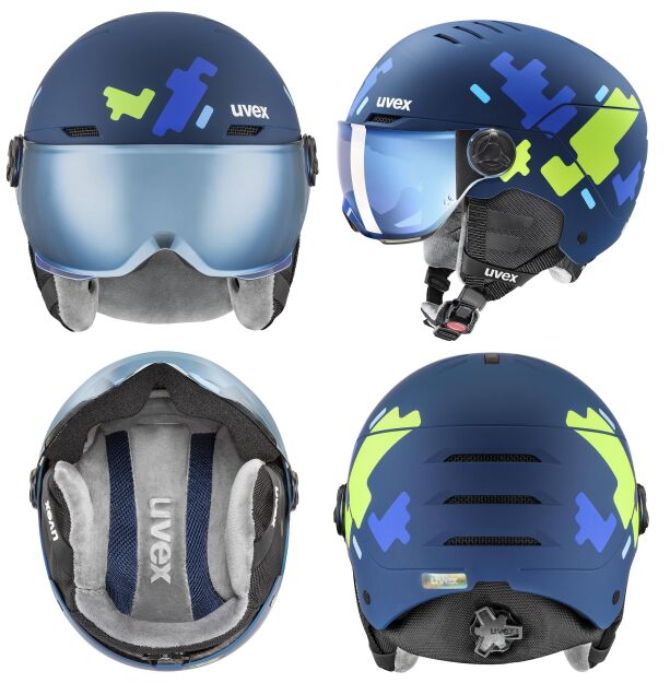 KASK NARCIARSKI UVEX Rocket junior jr Visior S2 tetris granat