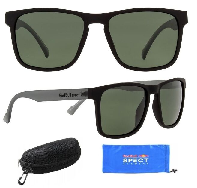 Red Bull okulary LEAP 004P mat black rubber / SZYBA dark green Polarized