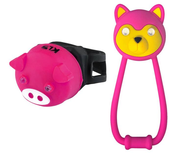 Lampki Rowerowe Kellys ANIMAL Bear Pig ZESTAW pink