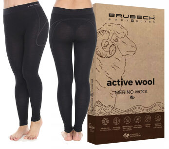 Spodnie damskie Brubeck ACTIVE WOOL Legginsy termoaktywne Wełna MERINO LE1170W