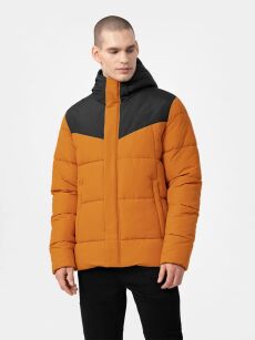 Męska zimowa kurtka puchowa 4F M056 pomarańczowy