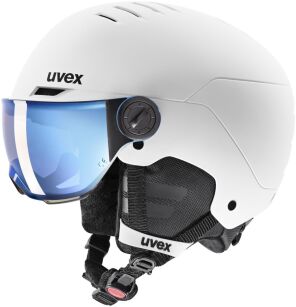 KASK NARCIARSKI UVEX Rocket junior jr Visior S2 white mat +Pokrowiec