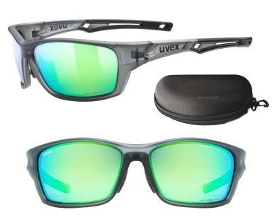 Okulary UVEX Sportstyle 232 P smoke mat / mirror blue S3 Polaryzacja +ETUI