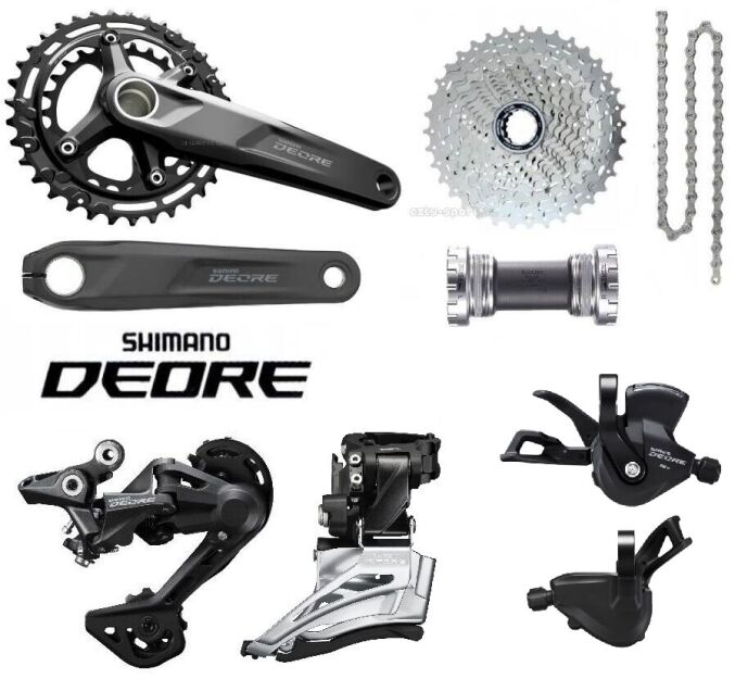 Zestaw napęd 2x10 SHIMANO Deore M5100 M4100 Korba Kaseta Łańcuch Suport Przerzutki Manetki