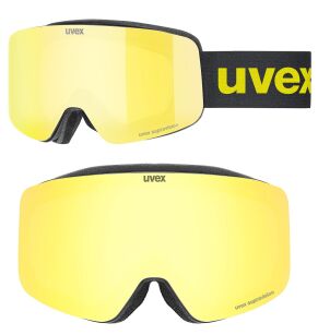 Gogle narciarskie JUNIORSKIE UVEX PWDR FM czarny SZYBA mirror YELLOW S3