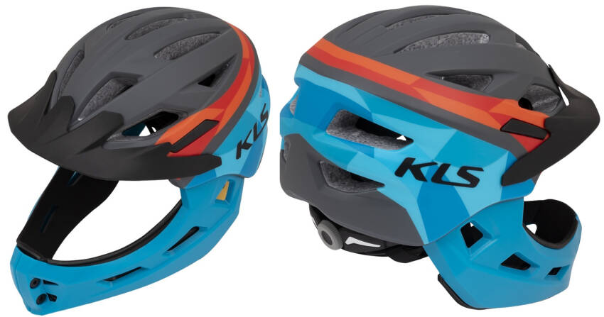 Kask dziecięcy fullface Kellys SPROUT BMX -odpinana garda- blue red