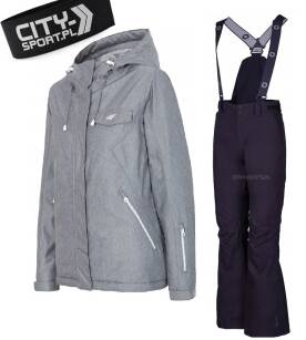 Kombinezon narciarski damski kurtka KUDN280 grey + spodnie Blizzard black
