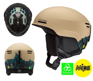 Smith METHOD PRO MIPS kask snowboardowy matte high fives (musztardowy +grafika gór)