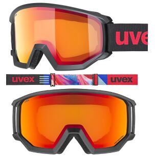 GOGLE NARCIARSKIE UVEX ATHLETIC FM black red/ SZYBA mirror red S2