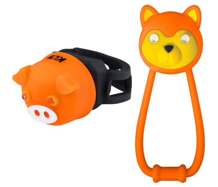 Lampki Rowerowe Kellys ANIMAL Bear Pig ZESTAW orange
