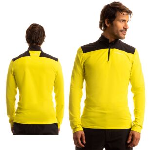 Fischer Base PRO Shirt Męska bluza narciarska cienki polar krótki zamek YELLOW