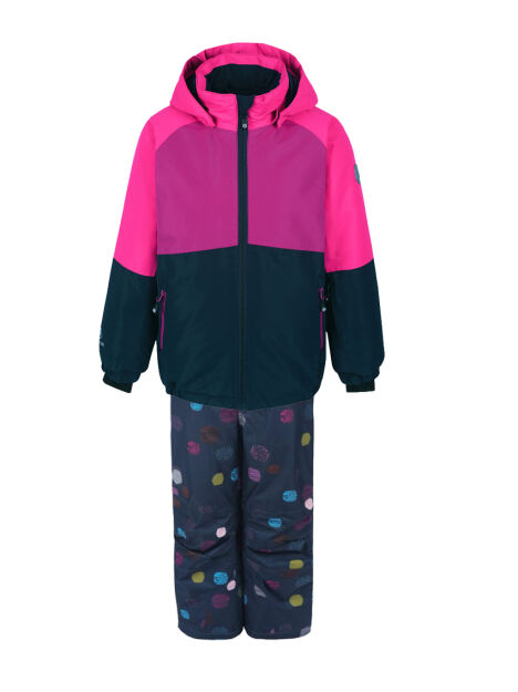 Kombinezon narciarski Color Kids  Ski Jacket colorblock + Spodnie Ski pants AOP 10 000 festival fuchsia