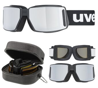 Uvex mtn Tour Okulary Półgogle Składane Skitourowe black 2 wymienne szyby S3 silver +S0  skitury