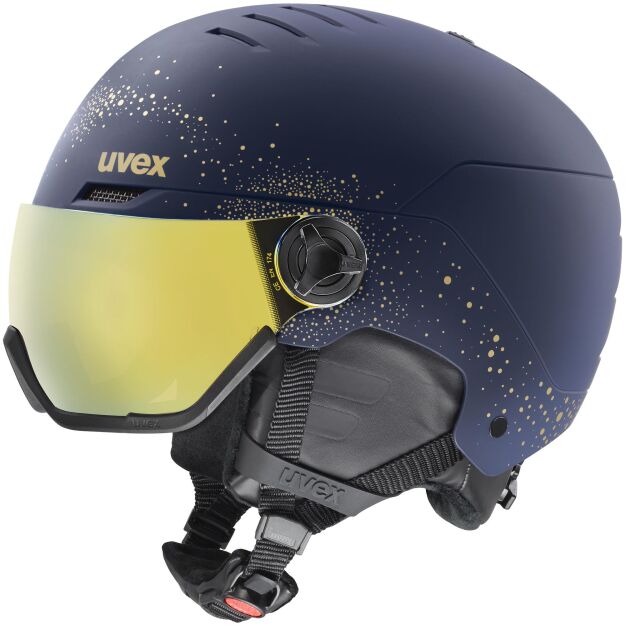 DAMSKI Kask UVEX Wanted Visor WE polar sparkles SZYBA mirror Gold