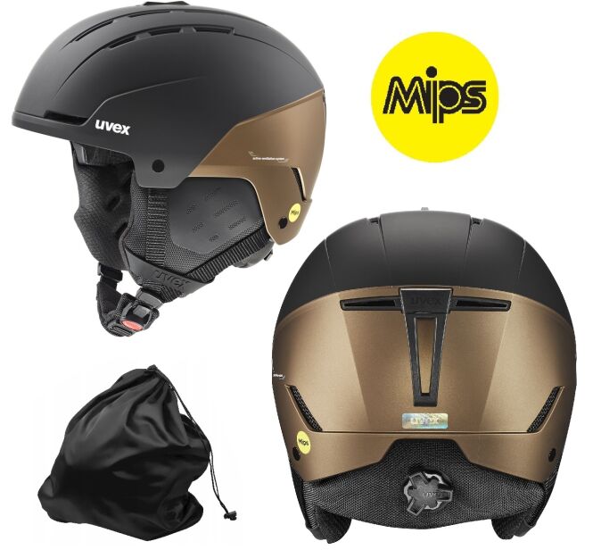 Kask Narciarski Snowboardowy UVEX STANCE MIPS Black Gold Brown