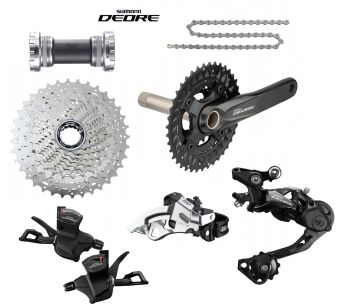 Zestaw napęd SHIMANO Deore KORBA manetki 3x10 kaseta 10rz ŁAŃCUCH przerzutki P+T