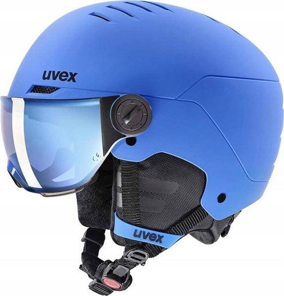 KASK NARCIARSKI UVEX Rocket junior jr Visior S2 Blue Mat +Pokrowiec