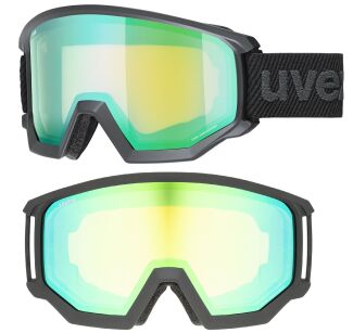 GOGLE NARCIARSKIE UVEX ATHLETIC FM black / SZYBA mirror green S2