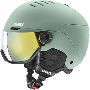 KASK UVEX Wanted Visor oxid green z szybą mirror GOLD